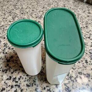 Tupperware Modular Mates #4 Hunter Green 1614 1643 Food Storage Lot x2 Vintage